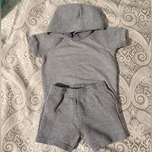 Carter's Gray Hooded Short Sleeve Top & Shorts Matching Set